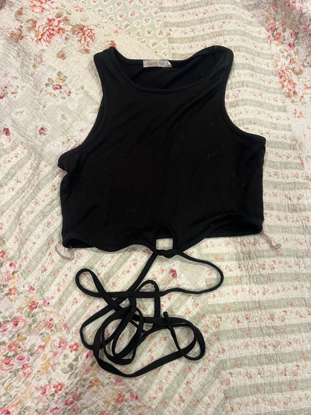 Heart & Hips Black Tie-Front Crop Top